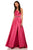 Sherri Hill - 52838 Ruched Bodice Asymmetrical High Slit Gown In Pink