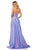 Sherri Hill - 52838 Ruched Bodice Asymmetrical High Slit Gown In Purple