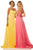 Sherri Hill - 52839 Taffeta Lace-up Back Long Chiffon Dress In Yellow and Pink