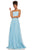 Sherri Hill - 52839 Taffeta Lace-up Back Long Chiffon Dress In Blue