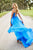 Sherri Hill - 52839 Taffeta Lace-up Back Long Chiffon Dress In Blue