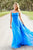 Sherri Hill - 52839 Taffeta Lace-up Back Long Chiffon Dress In Blue