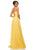 Sherri Hill - 52839 Taffeta Lace-up Back Long Chiffon Dress In Yellow