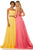 Sherri Hill - 52839 Taffeta Lace-up Back Long Chiffon Dress In Yellow and Pink