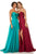 Sherri Hill - 52840 Strapless Sweetheart Pleated Chiffon Gown In Green and Red