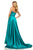 Sherri Hill - 52841 Strapless High Slit Charmeuse A Line Dress In Green