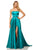 Sherri Hill - 52841 Strapless High Slit Charmeuse A Line Dress In Green