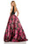 Sherri Hill - 52861 V-Neck Black Print Dress In Black and Pink