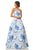 Sherri Hill - 52864 Strapless Printed Ball Gown In White and Blue