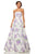 Sherri Hill - 52865 Strapless Floral Print Taffeta Ballgown In White and Print