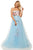 Sherri Hill - 52869 Strapless Floral Dress In Blue