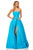 Sherri Hill - 52871 Long Strapless High Slit A Line Dress In Blue