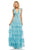 Sherri Hill - 52884 Embroidered Deep V-neck Layered Ruffled Dress In Blue