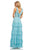 Sherri Hill - 52884 Embroidered Deep V-neck Layered Ruffled Dress In Blue