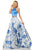 Sherri Hill - 52894 Two Piece Print Long Dress In White and Blue