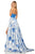 Sherri Hill - 52894 Two Piece Print Long Dress In White and Blue