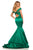 Sherri Hill - 52895 Off-Shoulder Satin Mermaid Dress With Train In Green