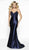 Blush by Alexia Designs - 529 Beaded Lace Appliqued Top Satin Evening Gown In Blue