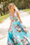 Sherri Hill - 52909 Floral Print Deep V-neck A-line Dress In Blue and Print