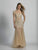 Dave & Johnny - A5290 Floral Embellished Sheer Gown in Neutral