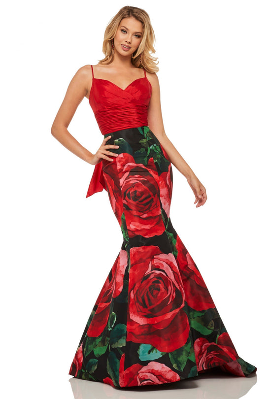 Sherri Hill - 52930 Red Mermaid Dress In Red and Black