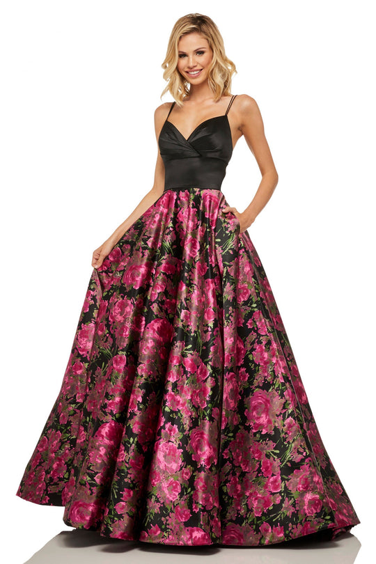 Sherri Hill - 52931 Sweetheart Long A Line Dress In Black and Pink