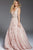 50126 Floral Embellished Deep V-neck Ballgown