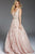 Jovani - 53038 Trailing Foliage Appliqued Ballgown in Nude
