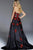 53111 Floral Applique Straight Across Neck Ballgown