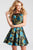 JVN53115 Floral Pleated Cocktail Dress