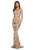 Sherri Hill - 53134 Beaded Lace Long Dress With Train In Neutral and Multi-Color