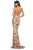 Sherri Hill - 53134 Beaded Lace Long Dress With Train In Neutral and Multi-Color