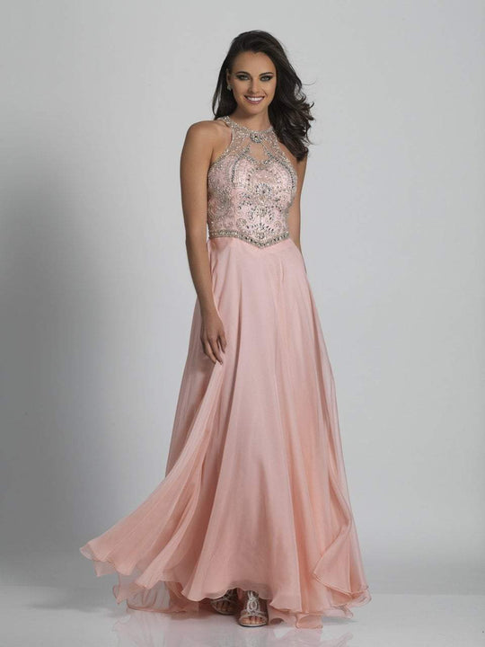 Dave & Johnny - A5317 Crystal Embellished Halter Gown in Pink
