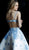 Jovani - 53204 Embellished V-neck A-line Cocktail Dress in White and Blue