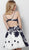 Jovani - 53204 Embellished V-neck A-line Cocktail Dress in White and Blue