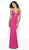 Intrigue by Blush - 533 Embellished Deep V-neck Satin Sheath Dress In Pink