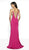 Intrigue by Blush - 533 Embellished Deep V-neck Satin Sheath Dress In Pink