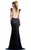 Johnathan Kayne - 535 Cap Sleeve Lace Accented Gown in Blue