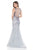 Terani Couture - Lovely Beaded V-neck Mermaid Tulle Gown 1611GL0483 In Gray and Purple
