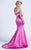 Ashley Lauren - 1082 Pearl Beaded Asymmetric Trumpet Dress in Pink