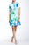 Donna Ricco - DR21301JP Collared Button Floral Short Sleeve Dress in White, Blue and Green