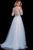 53743 Adorned Illusion Long Sleeve Overskirt Gown