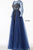 Jovani - Adorned Illusion Long Sleeve Overskirt Gown 53743 in Blue