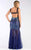 Jolene Collection - 13512 Crystal Festooned Illusion Gown In Black and Blue