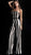 Jovani - 65397 Strapless Striped Sequined Jumpsuit in Black and White