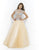 Blush - Crystal Accented Illusion High Neck A-line Gown 5402 in Neutral