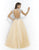 Blush - Crystal Accented Illusion High Neck A-line Gown 5402 in Neutral