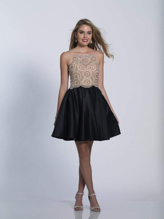 Dave & Johnny - A5406 Beaded Two Piece Pleated Cocktail Dress in Black