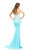 Johnathan Kayne - 541 Strapless Appliqued Sheath Gown in Blue