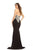 Johnathan Kayne - 541 Strapless Appliqued Sheath Gown in Black